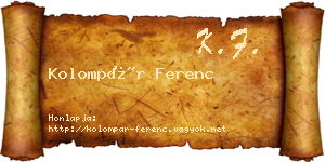 Kolompár Ferenc névjegykártya