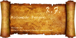 Kolompár Ferenc névjegykártya