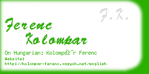 ferenc kolompar business card